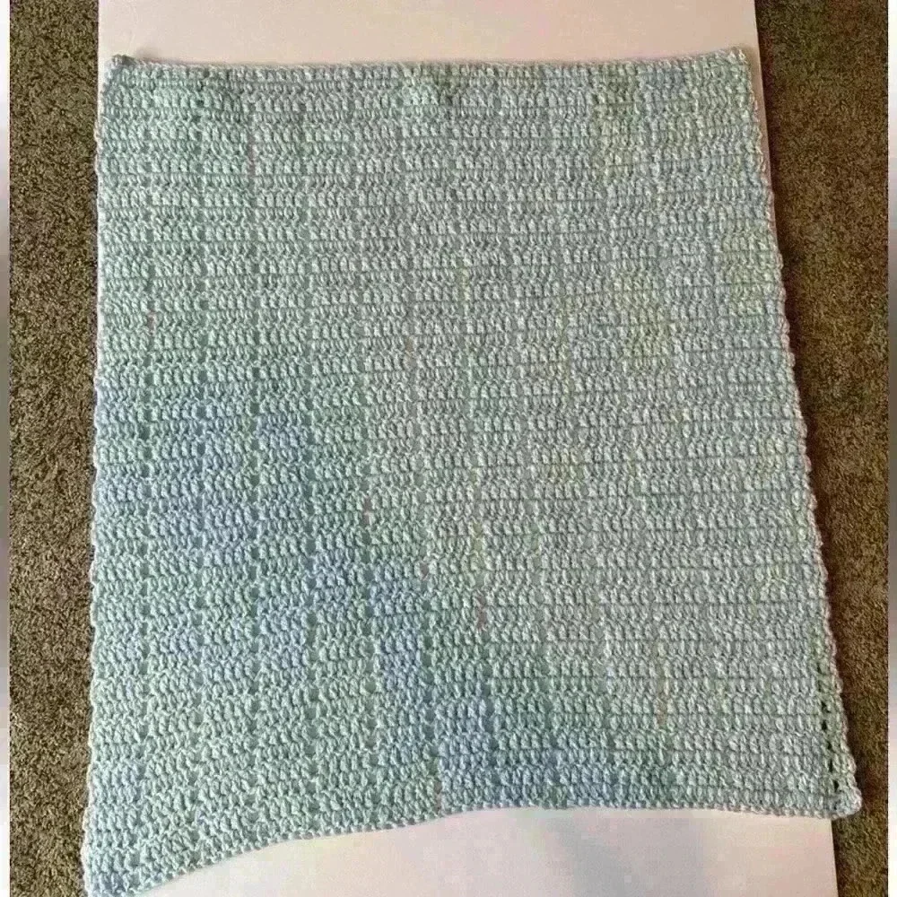 Homemade Baby Blanket Blue -2 Piece 28 1/2” X 30” And 26” X 28 1/2”